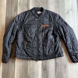 Harley-Davidson Black Quilted Jacket with White and Orange Logo
